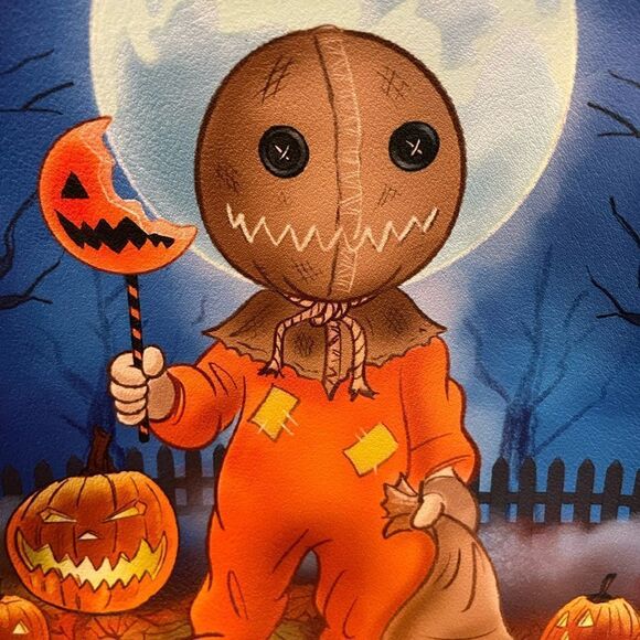 Trick r Treat Loungefly Sam Mini Backpack NWOT Halloween Town Pumpkin Head - Picture 4 of 16